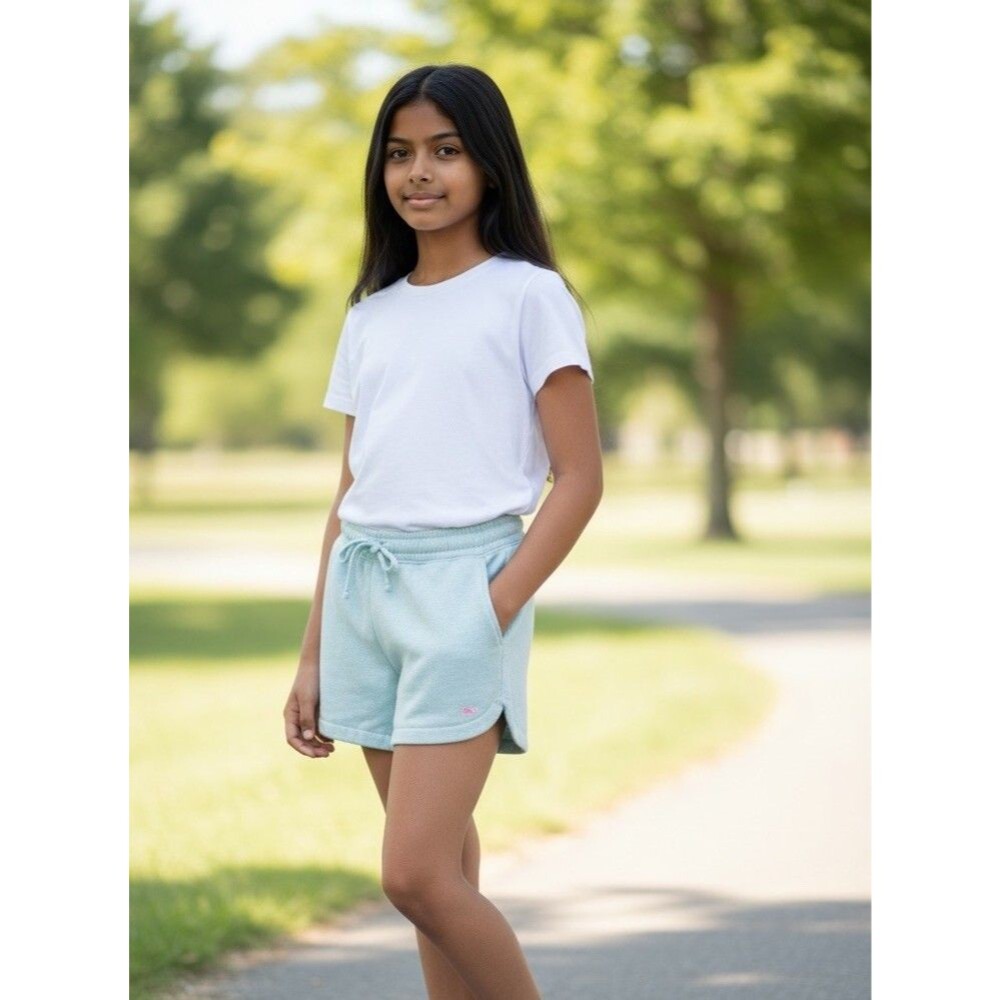 Vineyard Vines Girl's Blue Sweat Shorts Drawstring Pockets Size M 10-12 Sparkle